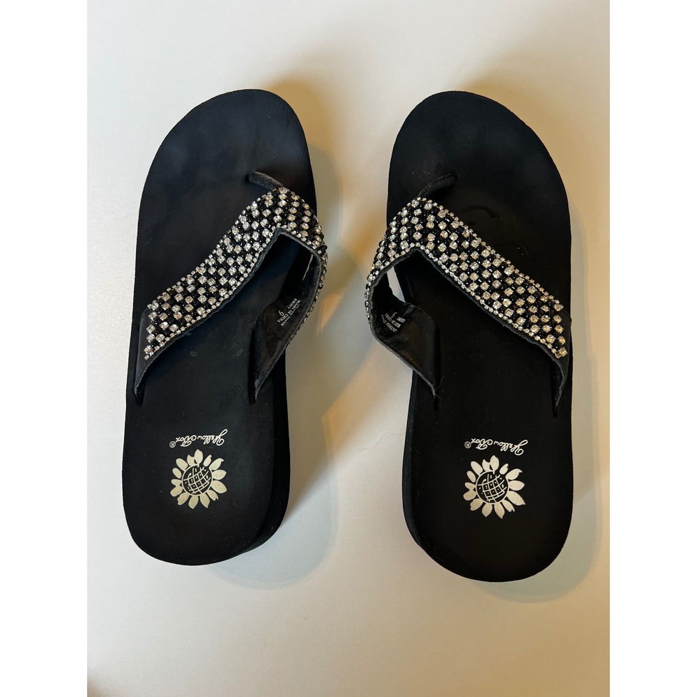 2 Pair Yellow Box Rhinestone Embellished Platform Flip Flops Size Sz 9